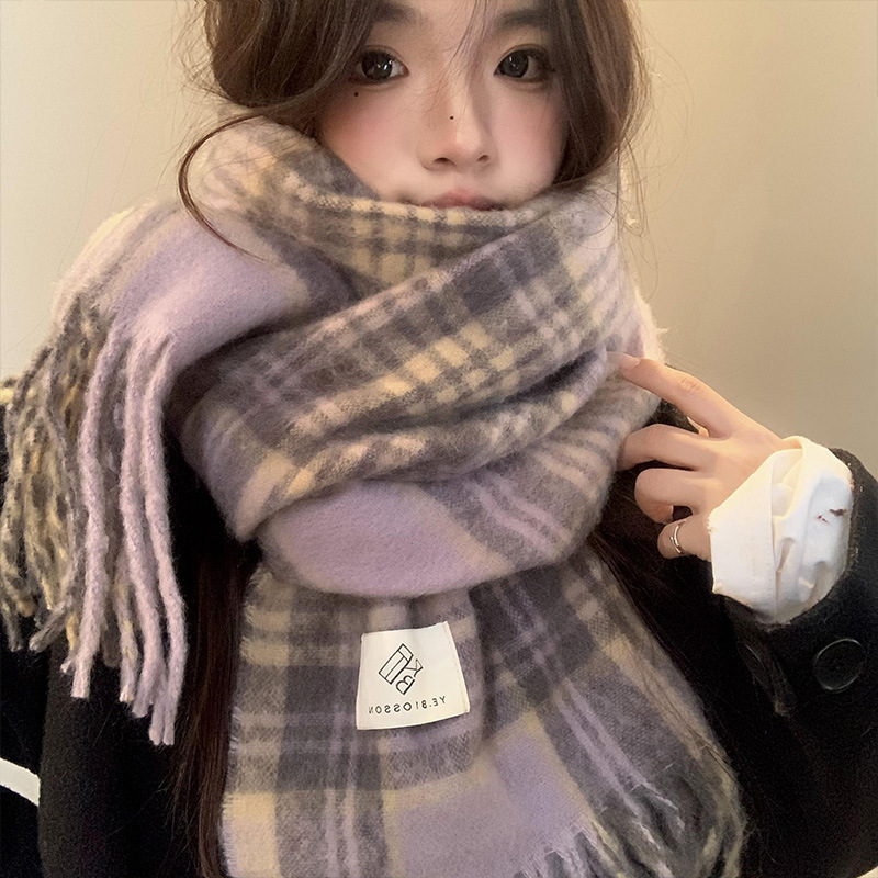 الأرجواني منقوشة وشاح المرأة ا - مراجعة Winter Clothing Korea وسعره