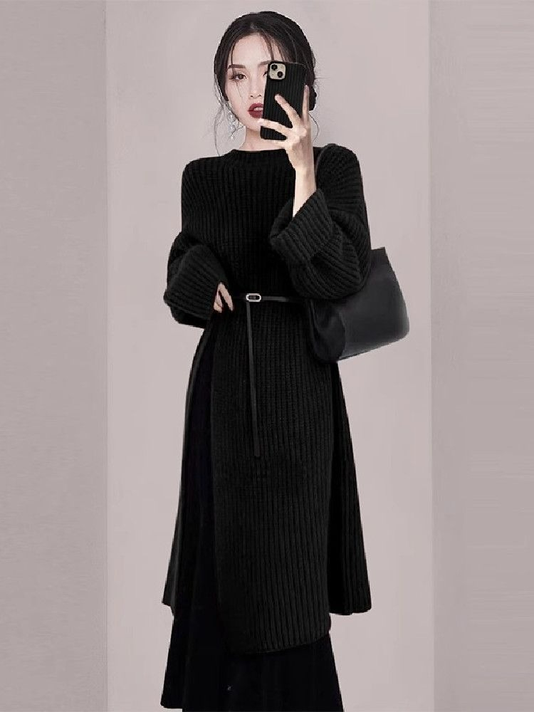 فستان نسائي أنيق أحمر محبوك لل - مراجعة Winter Clothing H&M وسعره